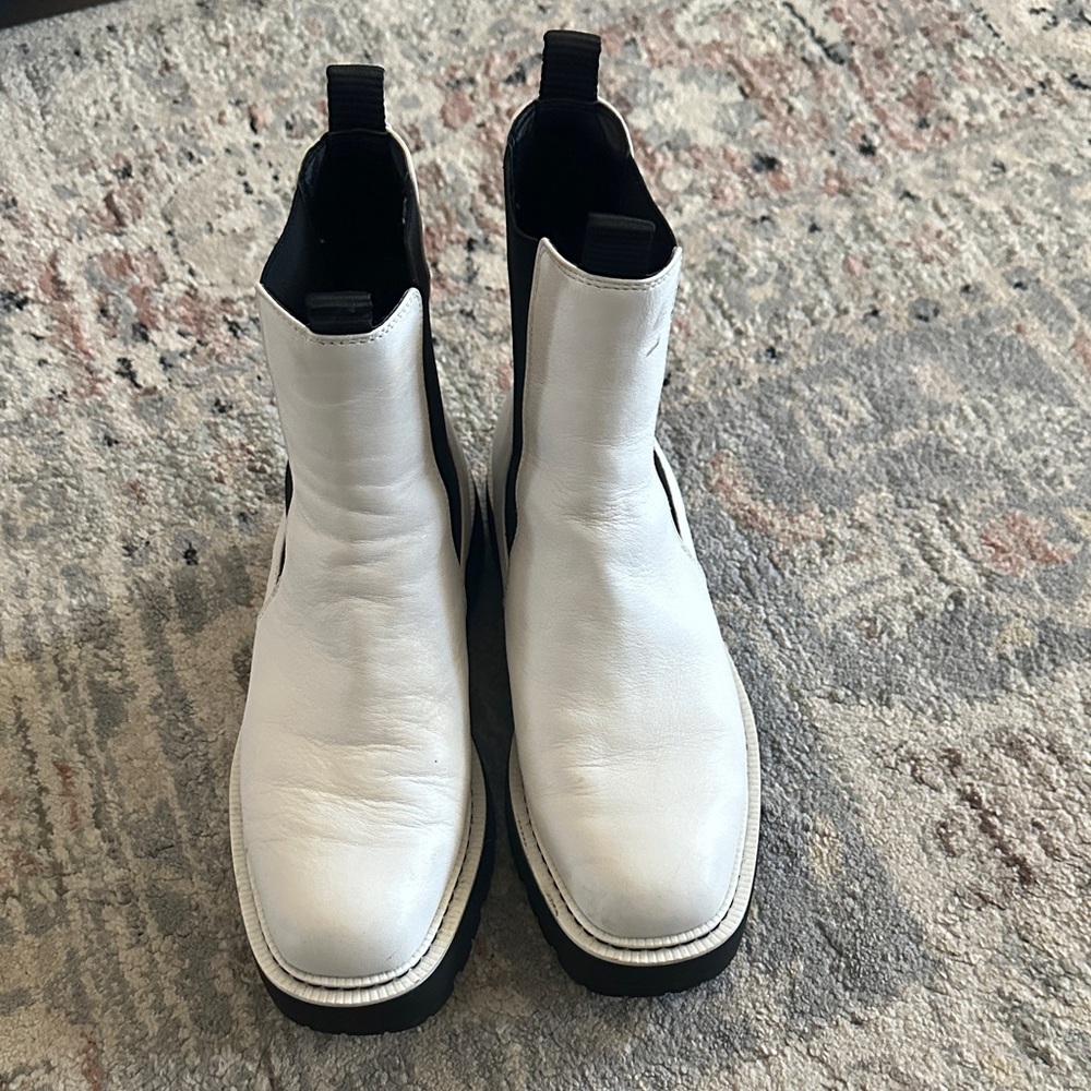 Sam Edelman White and Black Combat Boots